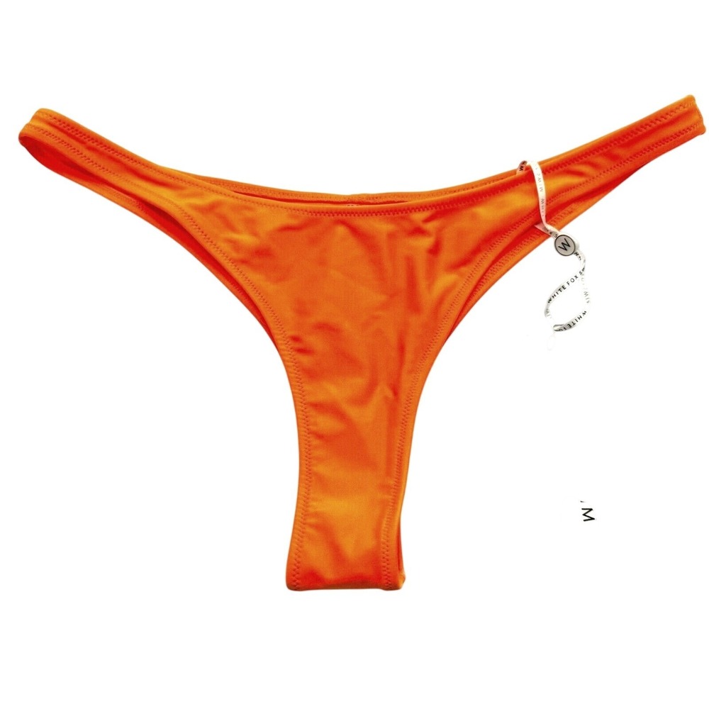 WHITE FOX NWT Women XL Stay Golden Bikini Bottoms Shiny Tangelo Cheeky High Swim
